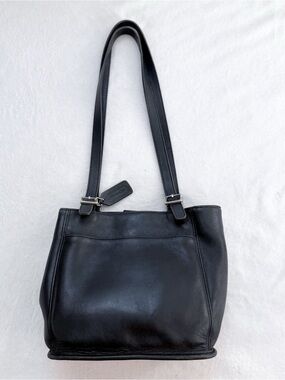 Vintage Coach 90’s Black Leather Double Handle Shoulder Bag 6008 Costa Rica GUC